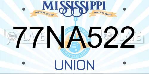 77NA522 Mississippi License Plate