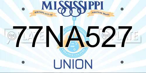 77NA527 Mississippi License Plate