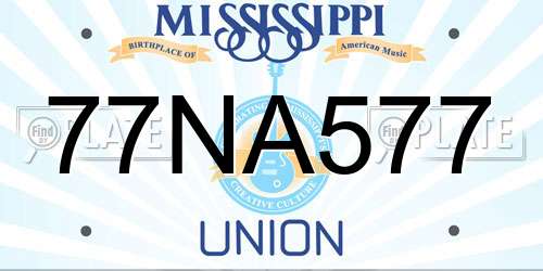 77NA577 Mississippi License Plate
