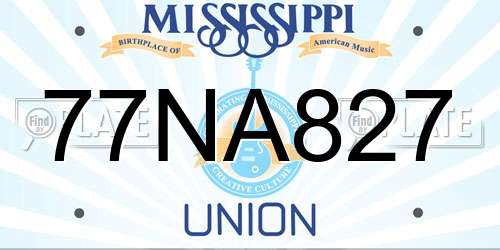 77NA827 Mississippi License Plate