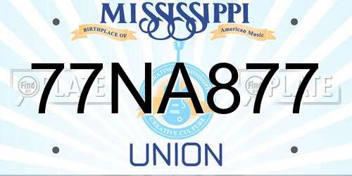 77NA877 Mississippi License Plate