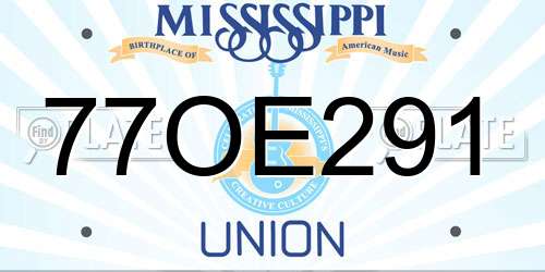 77OE291 Mississippi License Plate