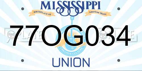 77OG034 Mississippi License Plate