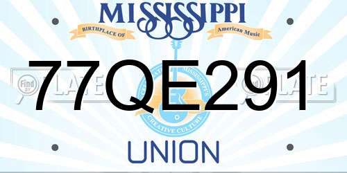 77QE291 Mississippi License Plate