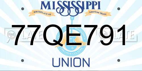 77QE791 Mississippi License Plate
