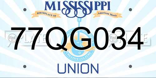 77QG034 Mississippi License Plate