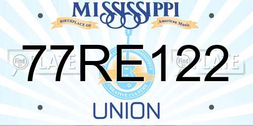 77RE122 Mississippi License Plate