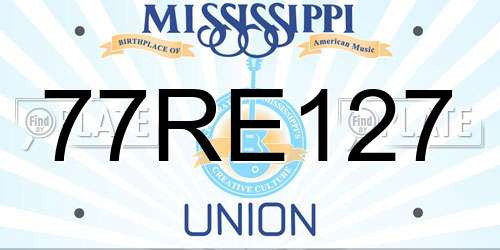 77RE127 Mississippi License Plate