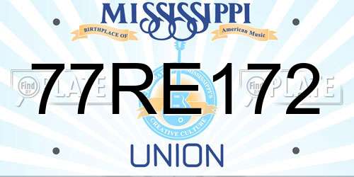 77RE172 Mississippi License Plate