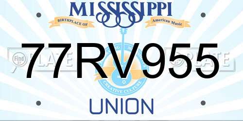 77RV955 Mississippi License Plate