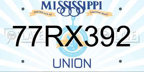 77RX392 Mississippi License Plate