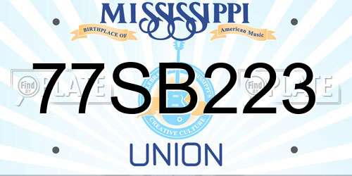 77SB223 Mississippi License Plate