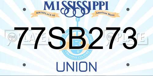 77SB273 Mississippi License Plate