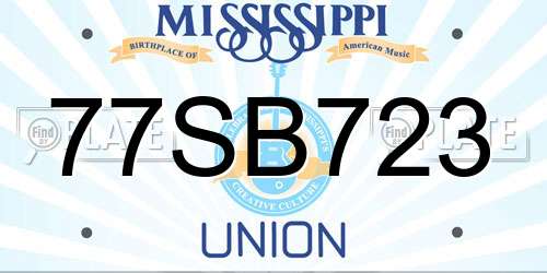 77SB723 Mississippi License Plate