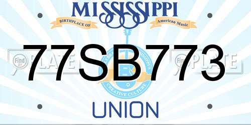 77SB773 Mississippi License Plate