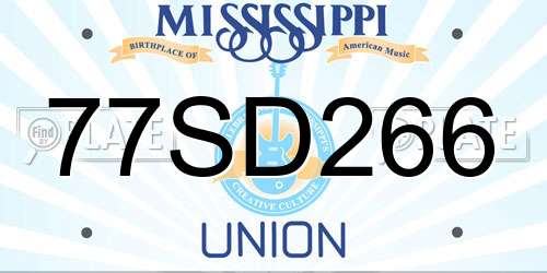 77SD266 Mississippi License Plate