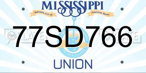 77SD766 Mississippi License Plate