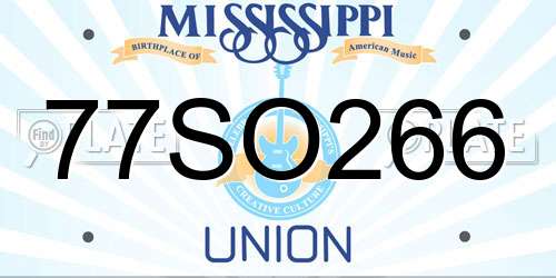 77SO266 Mississippi License Plate
