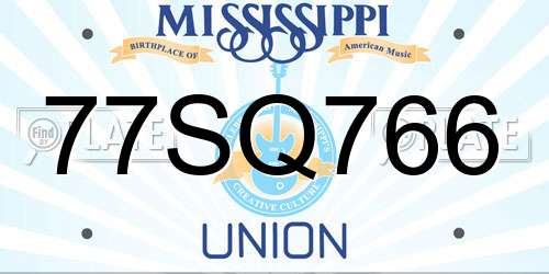 77SQ766 Mississippi License Plate