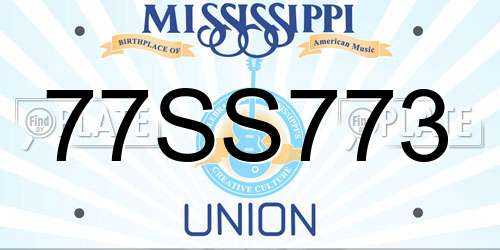 77SS773 Mississippi License Plate