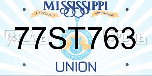 77ST763 Mississippi License Plate