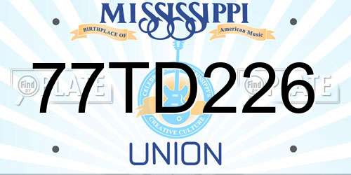77TD226 Mississippi License Plate
