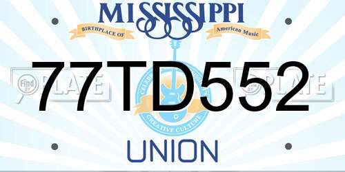 77TD552 Mississippi License Plate