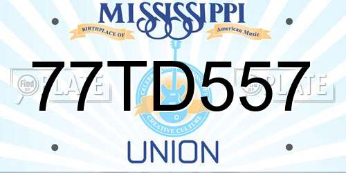 77TD557 Mississippi License Plate
