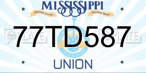77TD587 Mississippi License Plate