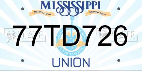 77TD726 Mississippi License Plate