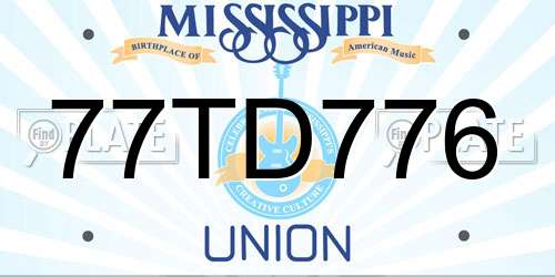 77TD776 Mississippi License Plate