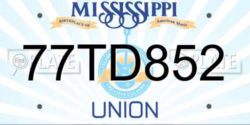 77TD852 Mississippi License Plate