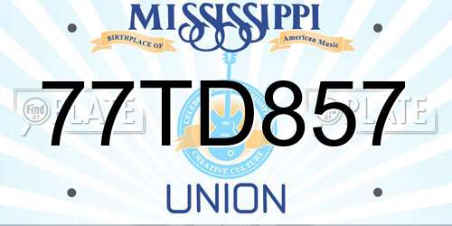 77TD857 Mississippi License Plate