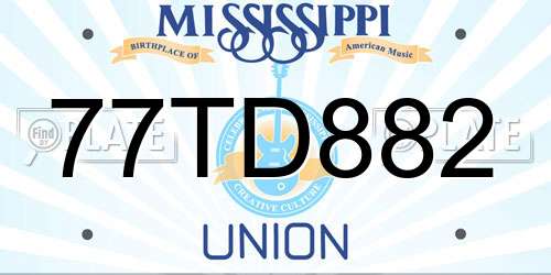 77TD882 Mississippi License Plate