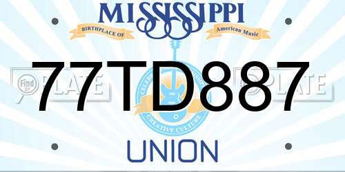 77TD887 Mississippi License Plate
