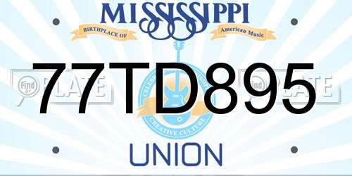 77TD895 Mississippi License Plate