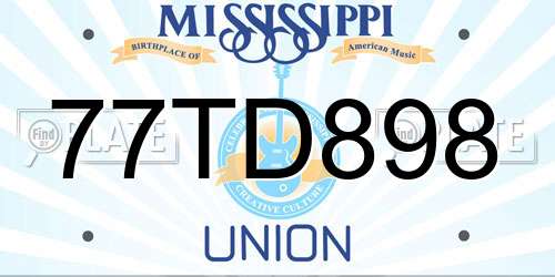 77TD898 Mississippi License Plate