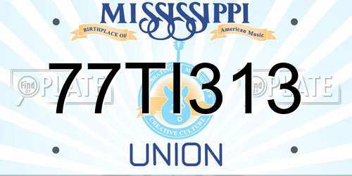 77TI313 Mississippi License Plate
