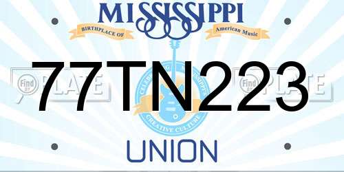 77TN223 Mississippi License Plate