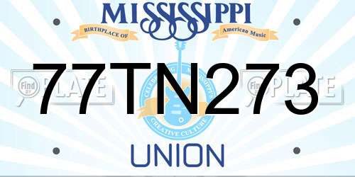 77TN273 Mississippi License Plate