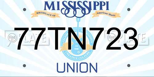 77TN723 Mississippi License Plate