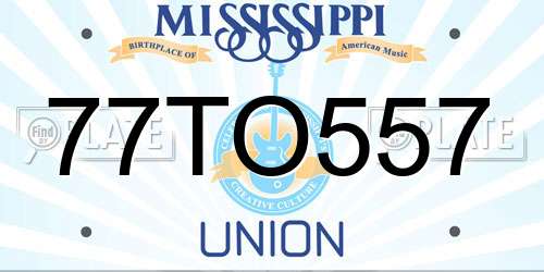 77TO557 Mississippi License Plate