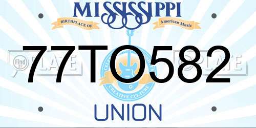 77TO582 Mississippi License Plate