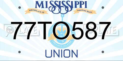 77TO587 Mississippi License Plate
