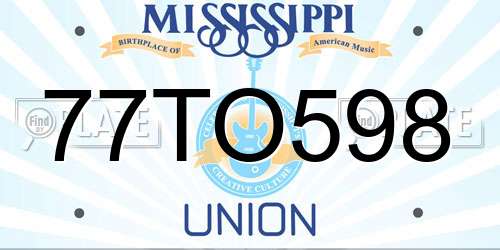 77TO598 Mississippi License Plate