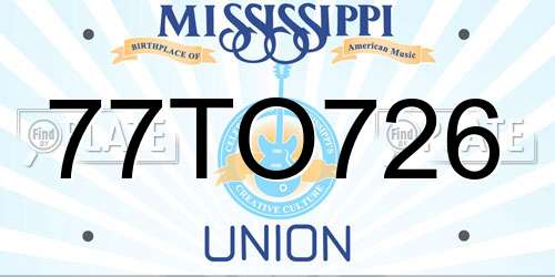 77TO726 Mississippi License Plate