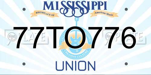 77TO776 Mississippi License Plate