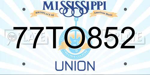 77TO852 Mississippi License Plate