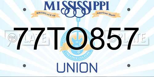 77TO857 Mississippi License Plate