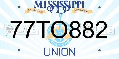 77TO882 Mississippi License Plate